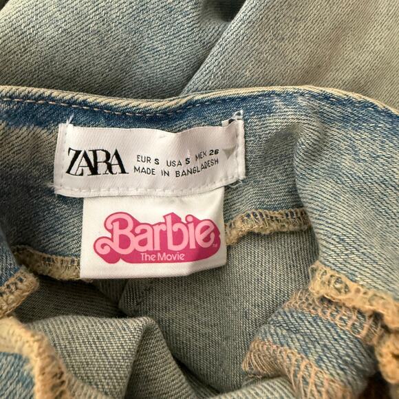 Zara Barbie Denim Jumpsuit | Light Wash Flared Leg Halter | Y2k Cowgirl | Small - Picture 3 of 8